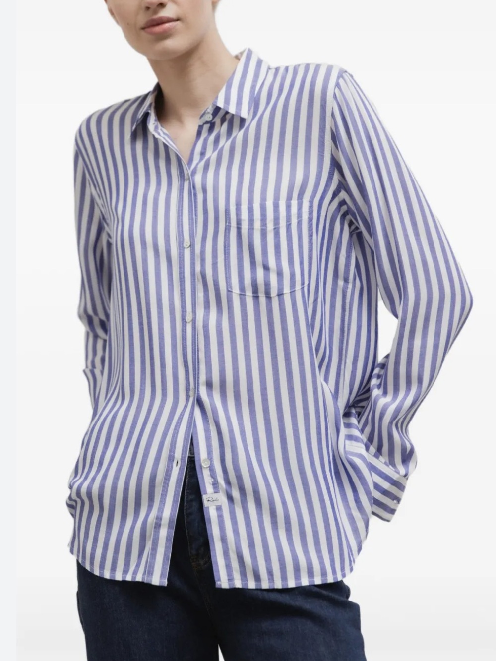 Rails Wren Striped Long-Sleeve Shirt Size Small Blue White